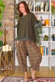 Heritage Needlecord Plaid Relaxed Barrel Pant Khaki & Camel